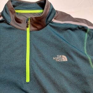 The North Face Teal and Gray Quarter-Zip Pullover
